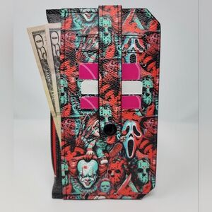 New Red Horror Themed Purse Pal Slim Compact Wallet Card Holder Coin Purse